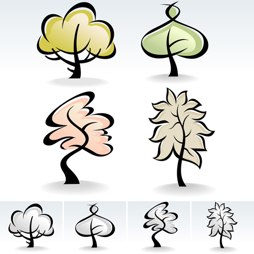 Drawing cute tree vector graphics 04 Drawing cute tree vector graphics 04