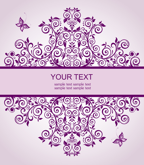 Elegant floral decor wedding invitation cards vector 01 Elegant floral decor wedding invitation cards vector 01
