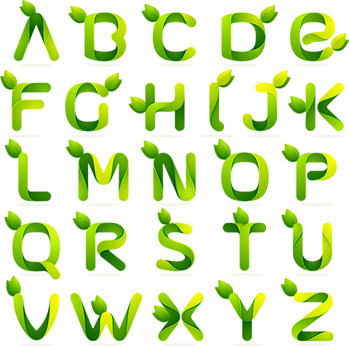 leaves green alphabets abstract 
