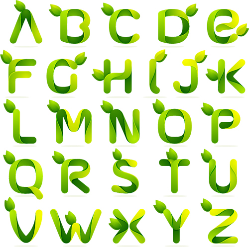 Green leaves alphabets abstract vector Green leaves alphabets abstract vector