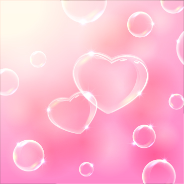 Heart bubbles with pink background vector Heart bubbles with pink background vector