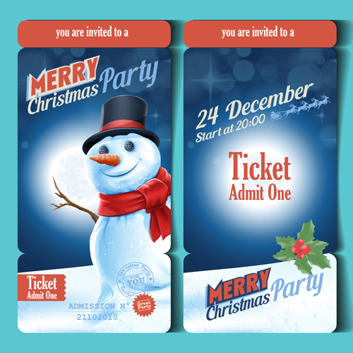 Merry Christmas Party Ticket Template Vector Welovesolo