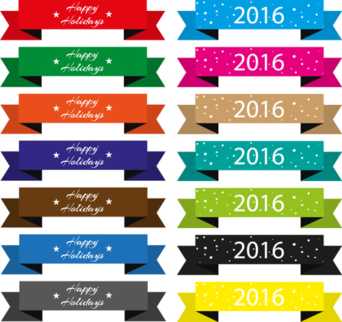 Origami ribbon banners design vector 02 Origami ribbon banners design vector 02