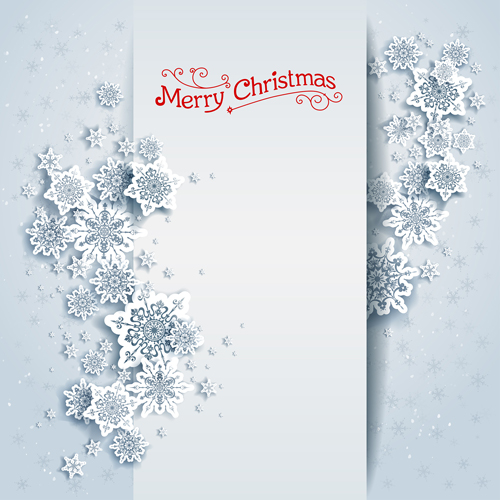 Paper snowflake with white christmas cards vector 02 Paper snowflake with white christmas cards vector 02