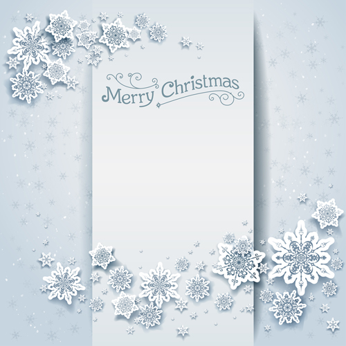 Paper snowflake with white christmas cards vector 03 Paper snowflake with white christmas cards vector 03
