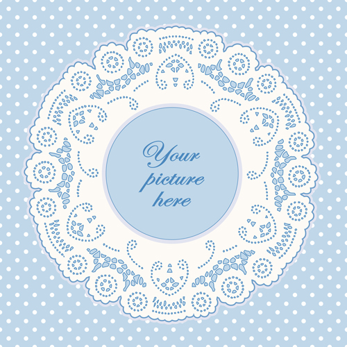 Round lace frames vector set 06