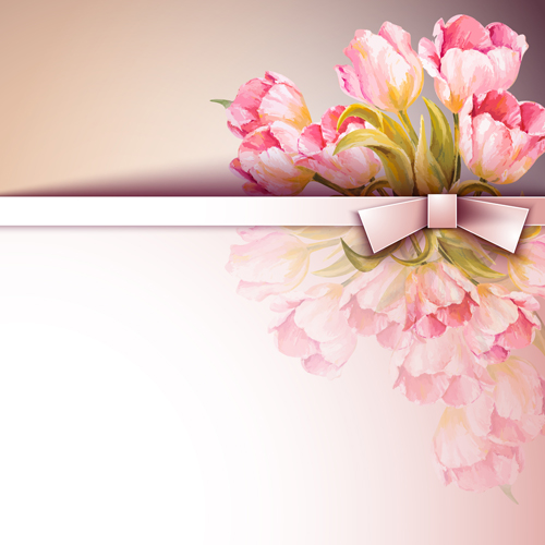 Spring pink flower card vector Spring pink flower card vector
