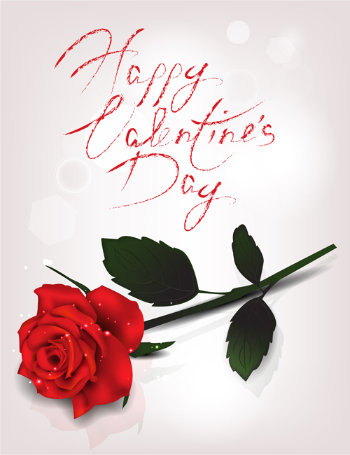 Valentine day red rose card vector 02 Valentine day red rose card vector 02