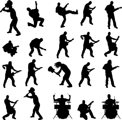 Vector musicians silhouetter set 01