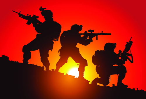 Vector soldiers silhouetter set 08 Vector soldiers silhouetter set 08