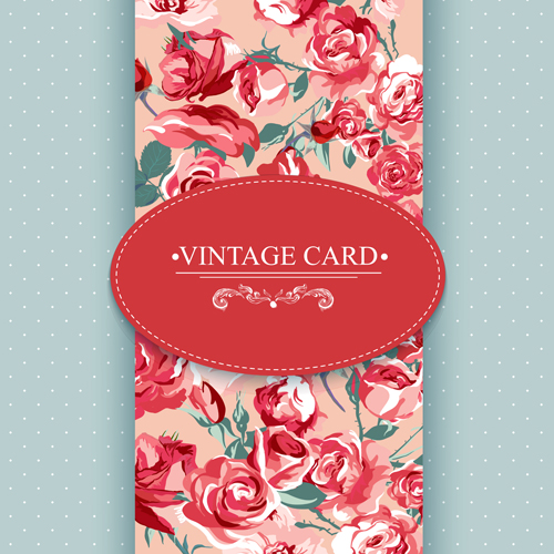 vintage pattern flowers card 