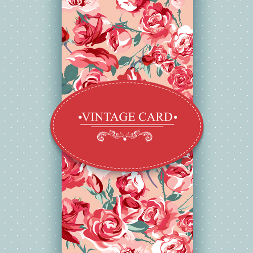 Vintage card with flowers pattern vectors 05 Vintage card with flowers pattern vectors 05