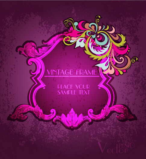 Vintage floral frames with grunge background vector 03 Vintage floral frames with grunge background vector 03