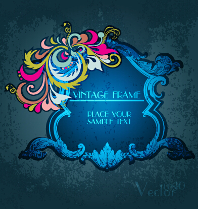 Vintage floral frames with grunge background vector 04 Vintage floral frames with grunge background vector 04