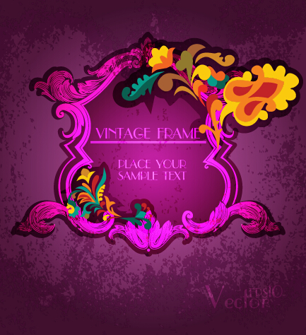 Vintage floral frames with grunge background vector 05 Vintage floral frames with grunge background vector 05
