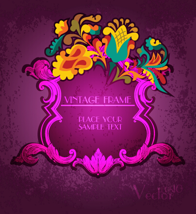 vintage grunge frames floral background 
