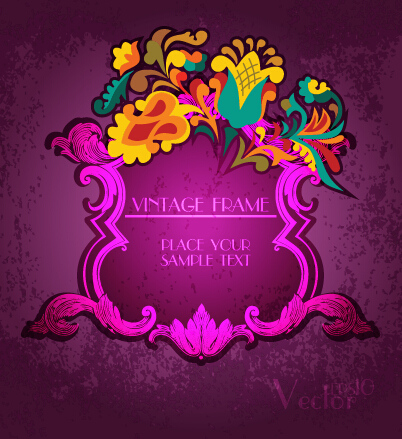 Vintage floral frames with grunge background vector 06 Vintage floral frames with grunge background vector 06