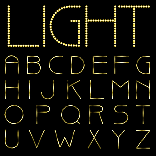 yellow light dot alphabet 