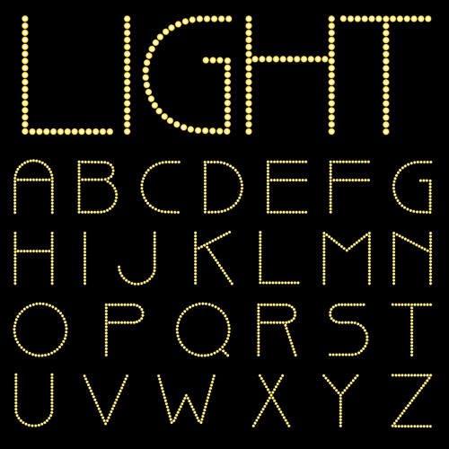 Yellow light dot alphabet vector 02 Yellow light dot alphabet vector 02