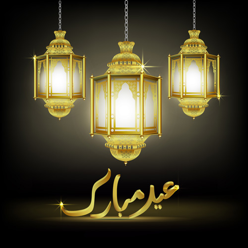lamp with Eid mubarak background vector 01 lamp with Eid mubarak background vector 01