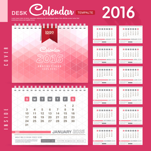 2016 New year desk calendar vector material 92 2016 New year desk calendar vector material 92