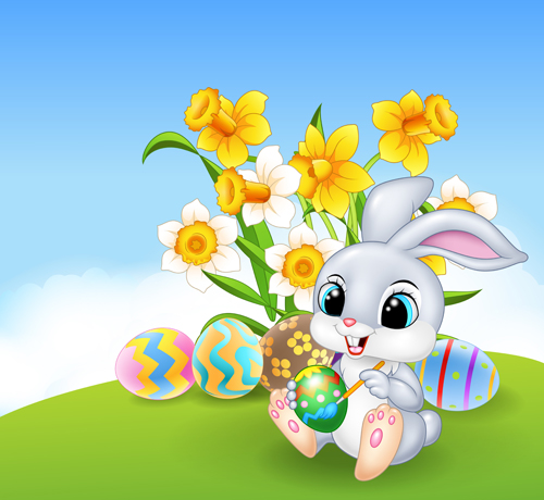 Cartoon easter rabbit cute vector material 08 Cartoon easter rabbit cute vector material 08