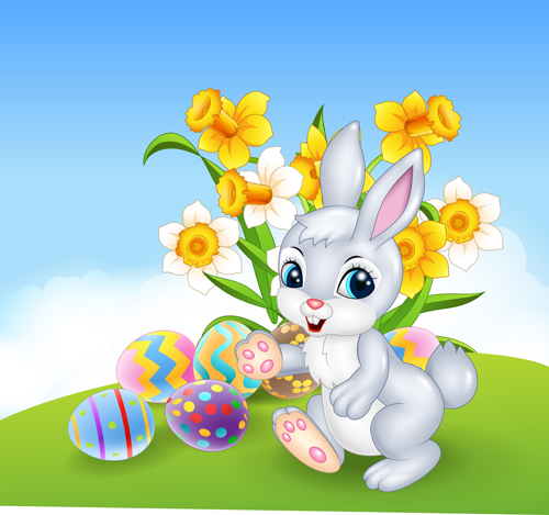 Cartoon easter rabbit cute vector material 09 Cartoon easter rabbit cute vector material 09