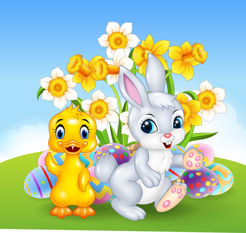 Cartoon easter rabbit cute vector material 10 Cartoon easter rabbit cute vector material 10