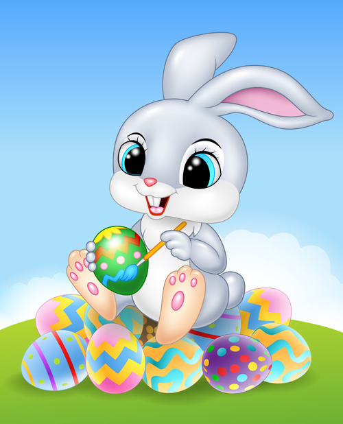 Cartoon easter rabbit cute vector material 11 Cartoon easter rabbit cute vector material 11