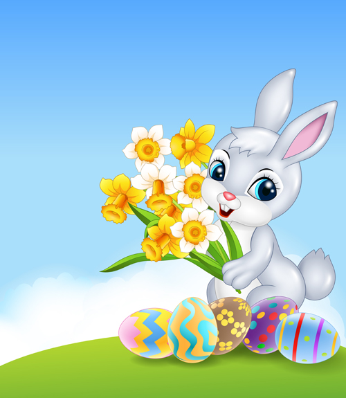 Cartoon easter rabbit cute vector material 12 Cartoon easter rabbit cute vector material 12
