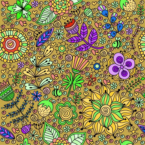 Cartoon flower pattern seamless vector set 05 Cartoon flower pattern seamless vector set 05