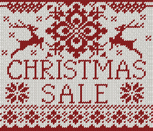 Christmas elements with knitted pattern vector 02 Christmas elements with knitted pattern vector 02