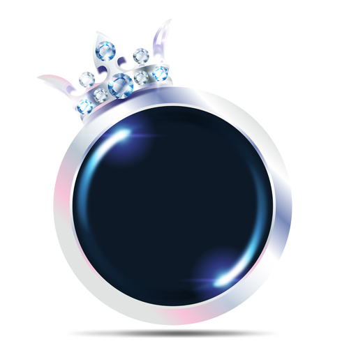 Diamond with crown and VIP sign vector 02 Diamond with crown and VIP sign vector 02