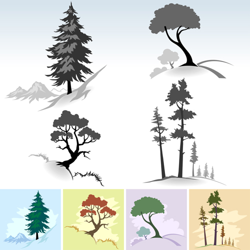Drawing cute tree vector graphics 06 Drawing cute tree vector graphics 06