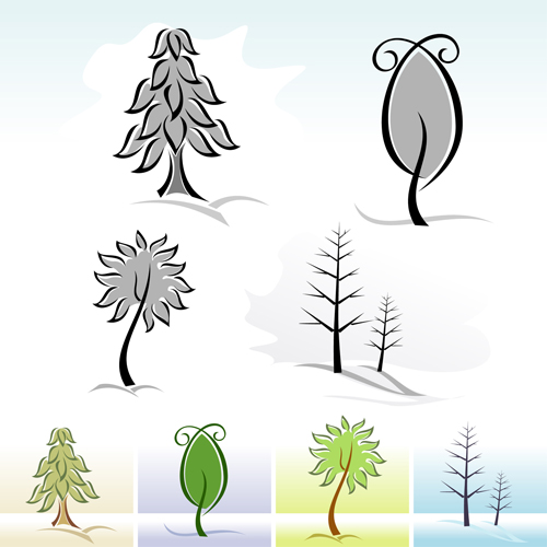 Drawing cute tree vector graphics 07 Drawing cute tree vector graphics 07