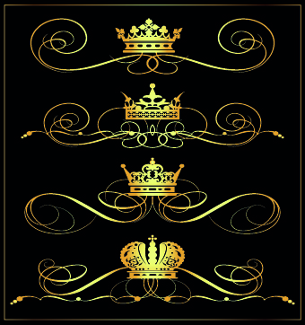 Gold calligraphic decor vector 01 Gold calligraphic decor vector 01