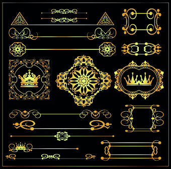 Gold calligraphic decor vector 02 Gold calligraphic decor vector 02
