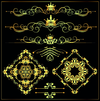 Gold calligraphic decor vector 04 Gold calligraphic decor vector 04