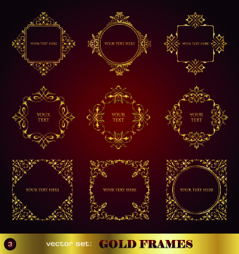 Golden ornament borders and frame vector 01 Golden ornament borders and frame vector 01