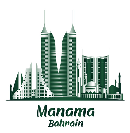Manama famous buildings vector