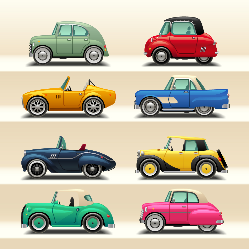 Retro car model vector set 01 Retro car model vector set 01