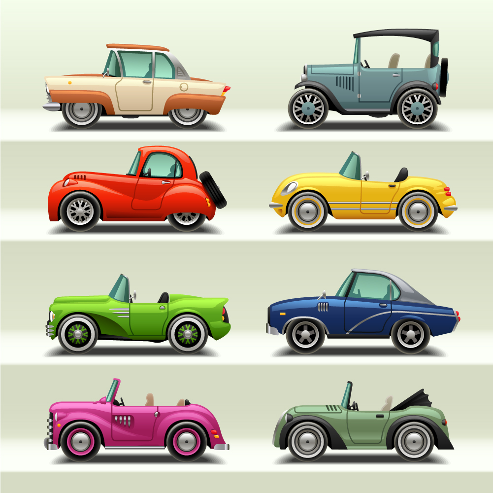 Retro car model vector set 04 Retro car model vector set 04