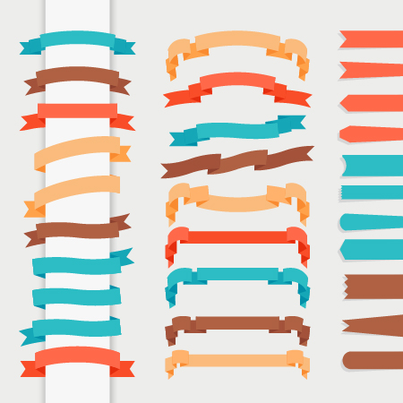 Retro ribbon colored vectors 01 Retro ribbon colored vectors 01