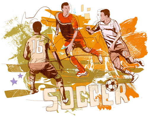 Soccer sport hand drawn vector 02 Soccer sport hand drawn vector 02