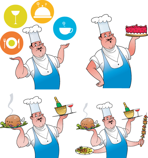Vector funny chef design graphic set 06 Vector funny chef design graphic set 06
