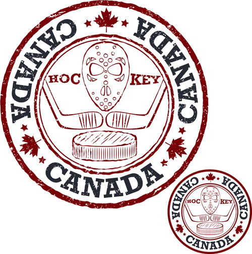 Vintage canada hockey stamp vector material 03 Vintage canada hockey stamp vector material 03