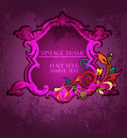 Vintage floral frames with grunge background vector 07 Vintage floral frames with grunge background vector 07