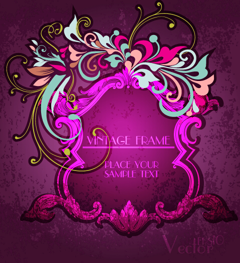 Vintage floral frames with grunge background vector 09 Vintage floral frames with grunge background vector 09