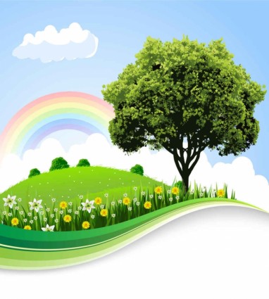 Cartoon natural landscapes beautiful vector 04