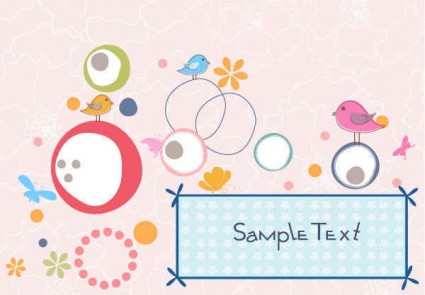 Cartoon cute birds background set vector 01 Cartoon cute birds background set vector 01